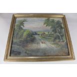 19th/20th century school, two countryside views, comprising two figures and a horse beside a bridge,