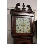 A 19th century oak and mahogany longcase clock, the square 14inch painted dial, with Roman and
