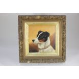 Follower of John Arnold Wheeler (1821-1903), head of a terrier, oil on board, unsigned, 22cm by