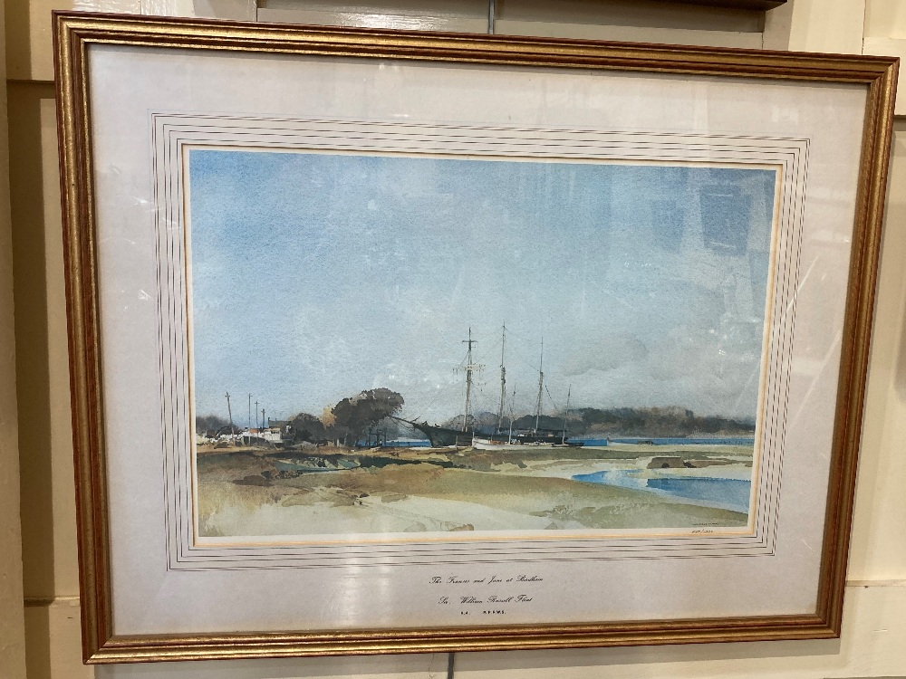 Sir William Russell Flint RA PPRWS (1880-1969) Ship moored in harbour, titled 'The Frances and