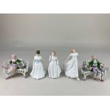 Three Royal Doulton porcelain figures of ladies, Melody (HN4117), Joy (HN3875) and Friendship (