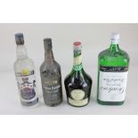 Four bottles of spirits, comprising DOM Benedictine liqueur, 23 3/4 fl oz, 73% proof, Gordon's