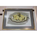 After Georges Braque, bowl of lemons, colour print, 37cm by 55cm