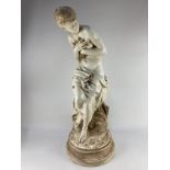 After Mathurin Moreau, a 20th century Marwal Industry Inc chalkware figure of semi nude female