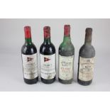 Four bottles of claret Bordeaux red wine, comprising two bottles of Nathaniel Johnston & Fils