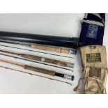 A Hardy's, England, The 'Perfection' split cane fishing rod, marked Palakona, in Hardy's canvas bag,