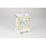 A Royal Crown Derby 'Royal Antoinette' porcelain mantle clock, with floral decoration and gilt