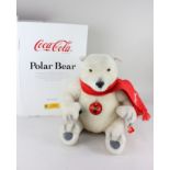 A Steiff limited edition white mohair Coca-Cola polar bear, with ear button and maker's tags, 37cm