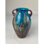 A Venetian glass vase, in blue and purple with gilt inclusions, 20cm high