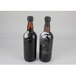 Two bottles of Dows 1963 Vintage Port, missing paper labels, the top / seals embossed Dow 1963