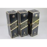 Three bottles of Johnnie Walker Black Label Old Scotch whisky, each 75cl, 40% vol, boxed