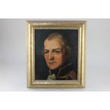 A framed 19th century style portrait of a Naval sea captain, 32.5cm by 27cm