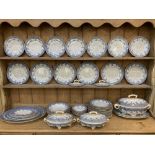 An extensive Royal Worcester Vitreous porcelain part dinner service, with blue floral design,