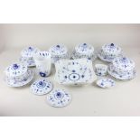 A Royal Copenhagen porcelain blue and white part dinner service, to include six soup bowls and eight