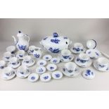 A Royal Copenhagen blue and white porcelain part dinner, tea and coffee service, with floral