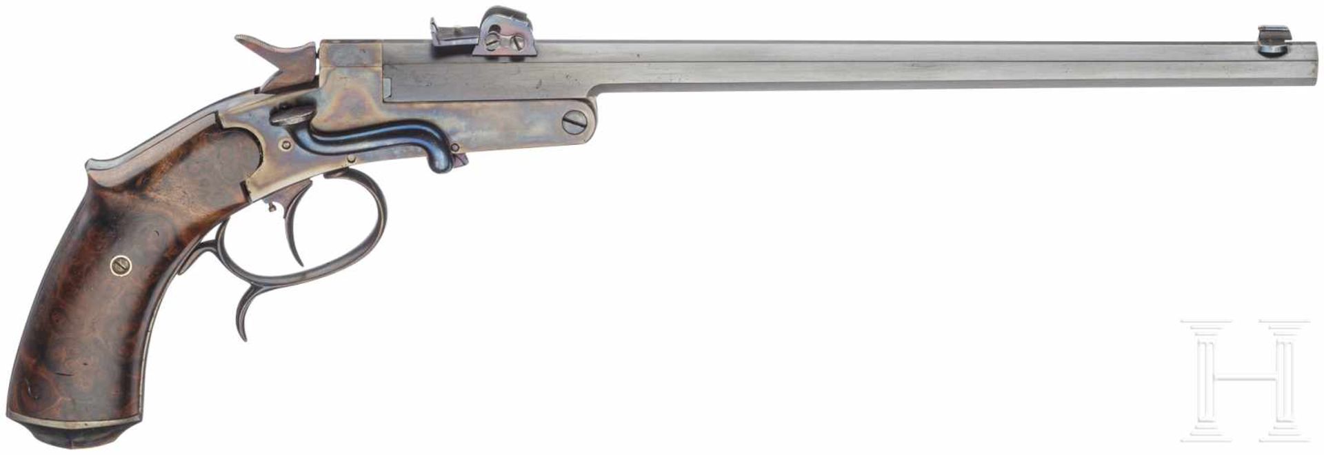 Kipplauf-Scheibenpistole System Devillers, Lüttich, um 1890< - Bild 2 aus 2