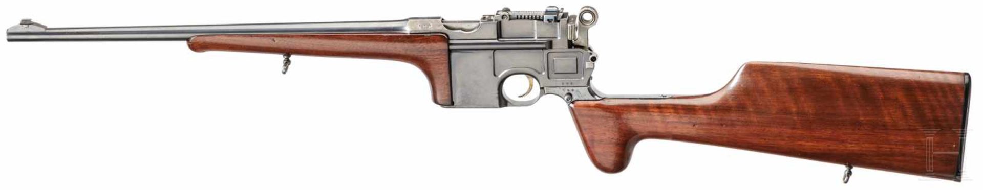 An original long-barrelled Mauser C 96 "Large Ring Hammer" semi-automatic hunting carbine - Bild 3 aus 6