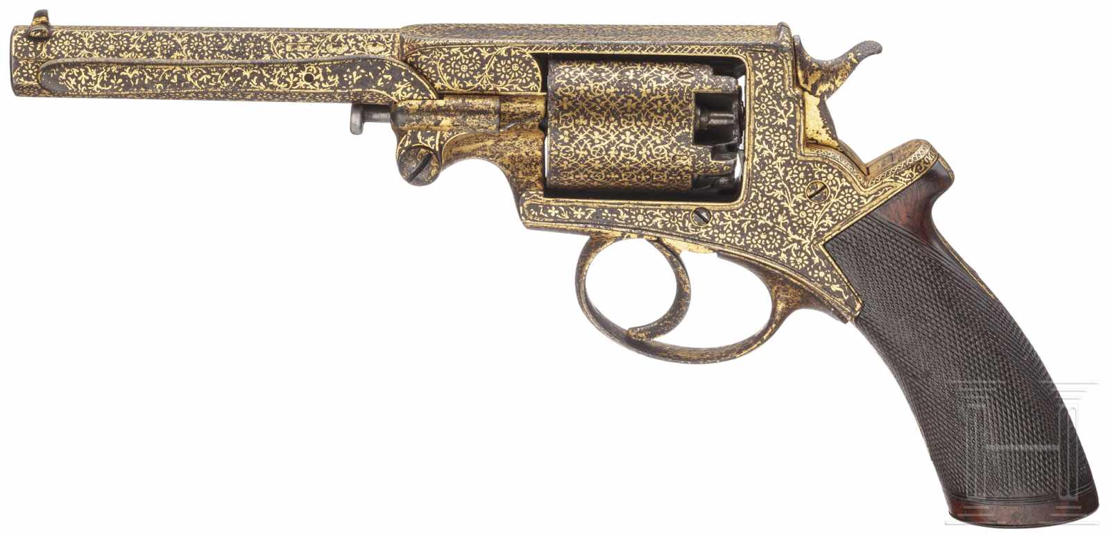 An English gold-damascened ands cased Adams system revolver, along with a Pattern 1822 Heavy Cavalry - Image 2 of 15