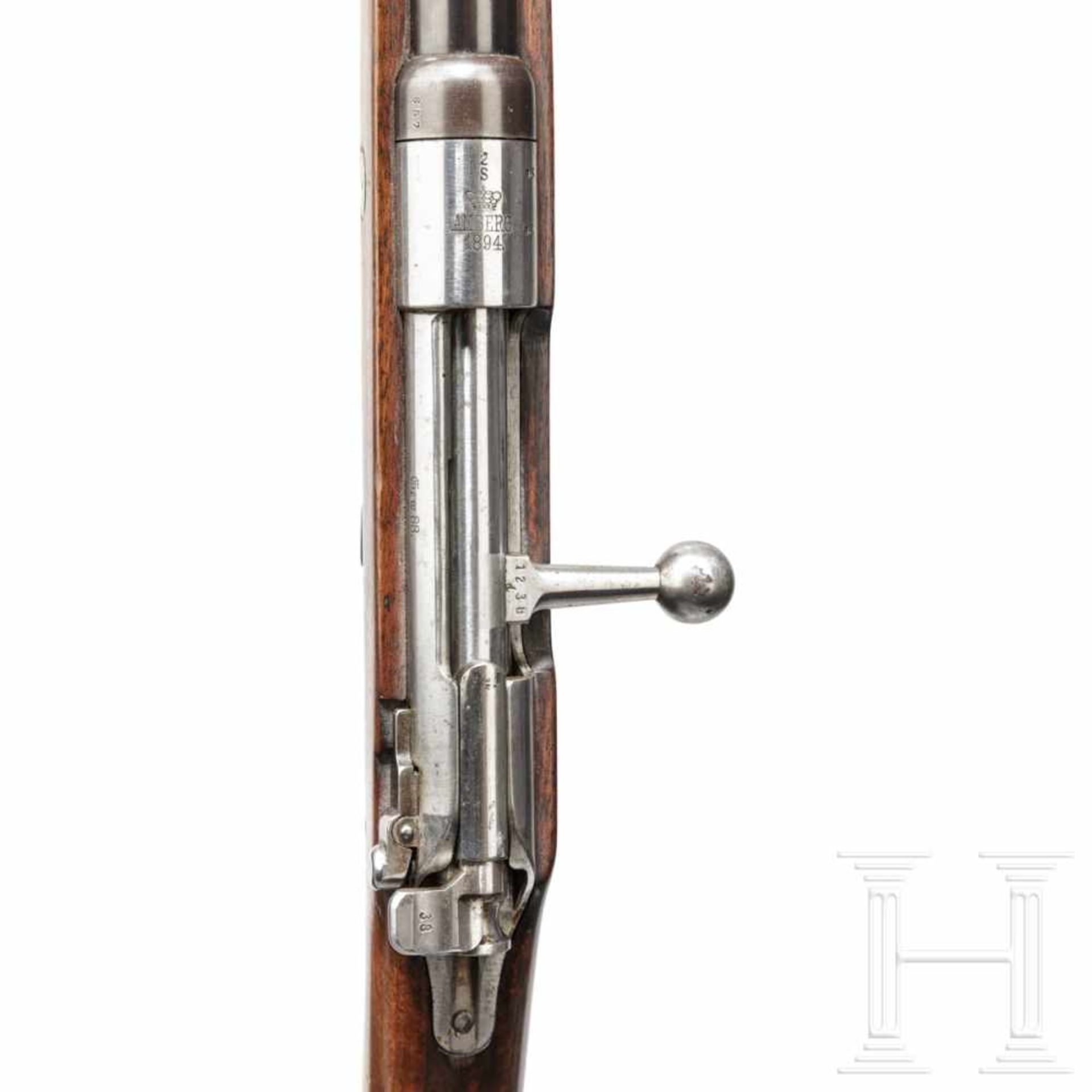 Gewehr 88, Amberg 1894Kal. 8x57 IS, Nr. 657, Nicht nummerngleich. Blanker Lauf. Dt. Beschuss. - Bild 3 aus 3