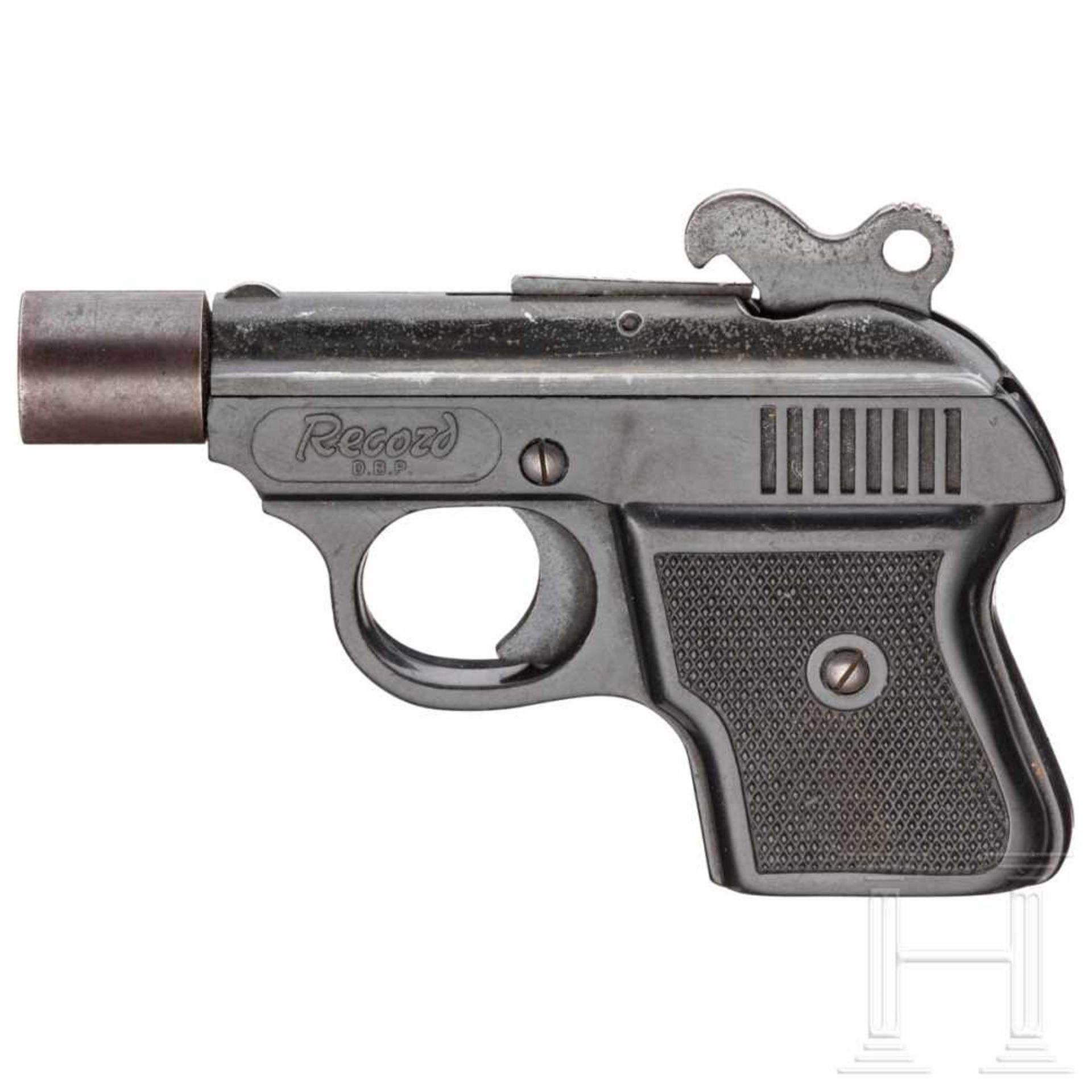 Walther Record, Gas- und SignalpistoleKal. 6 mm Platz, ohne Nr. und ohne Zulassungszeichen "PTB".