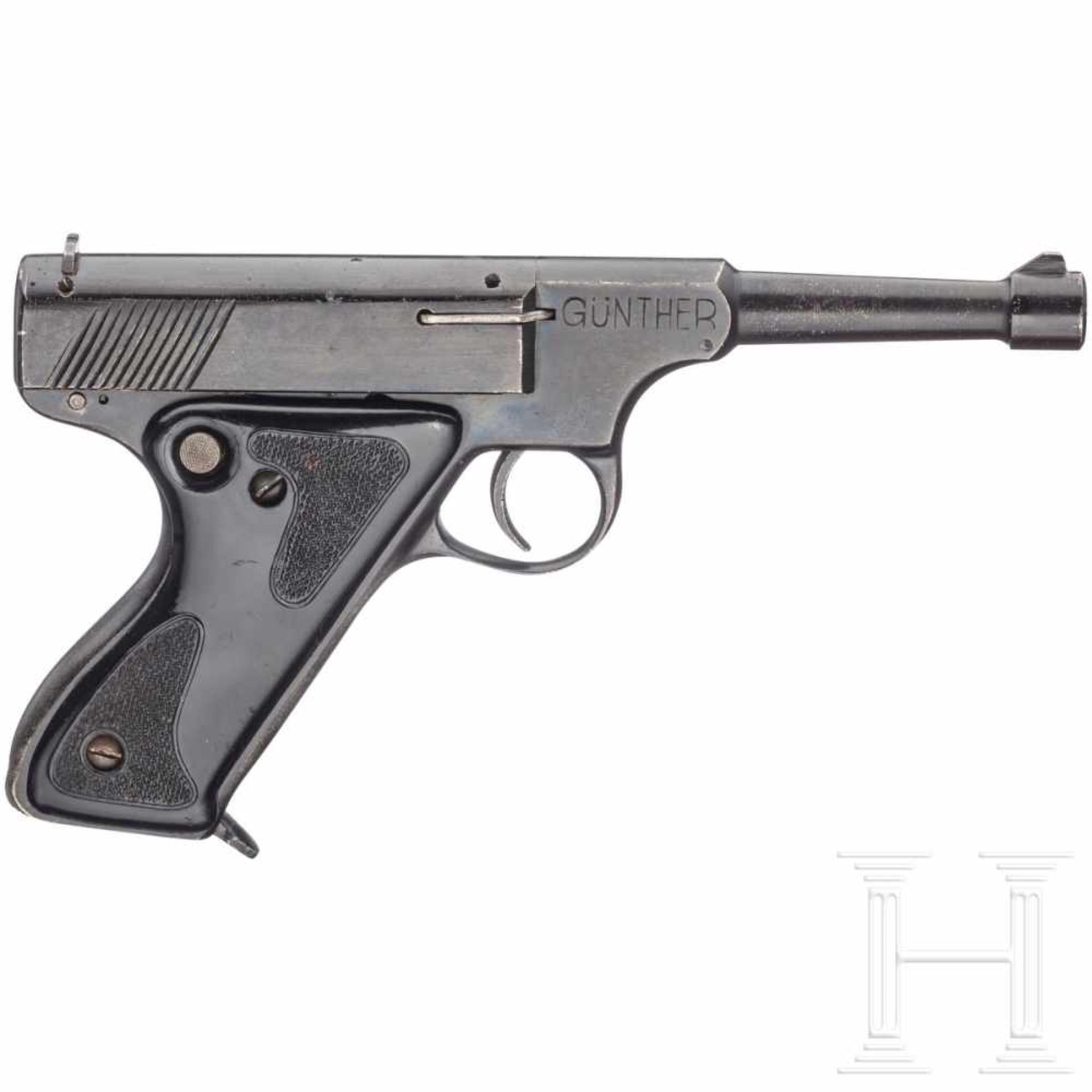 Argentinien - Pistole GüntherKal. .22 l.r., Nr. 12441, blanker Lauf, Länge 105 mm. Zehnschüssig. Dt. - Bild 2 aus 2