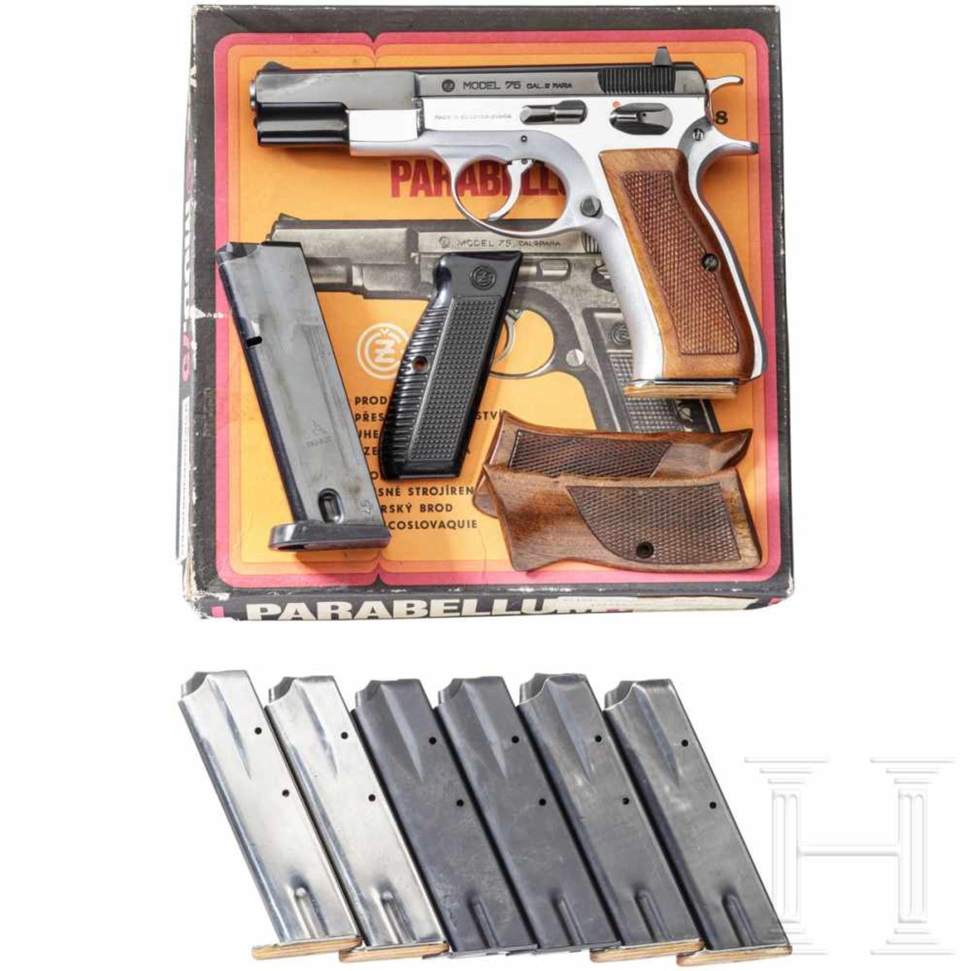 CZ Mod. 75, two-tone, im KartonKal. 9mm Luger, Nr. 21613, nummerngleich. Blanker Lauf. 15-