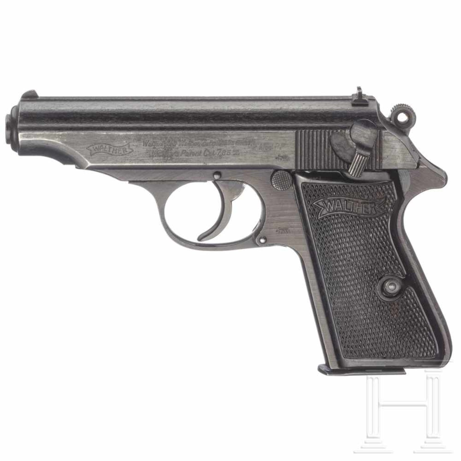 Walther PP, ZMKal. 7,65 mm Brown., Nr. 284754P, nummerngleich. Blanker Lauf. Achtschüssig.