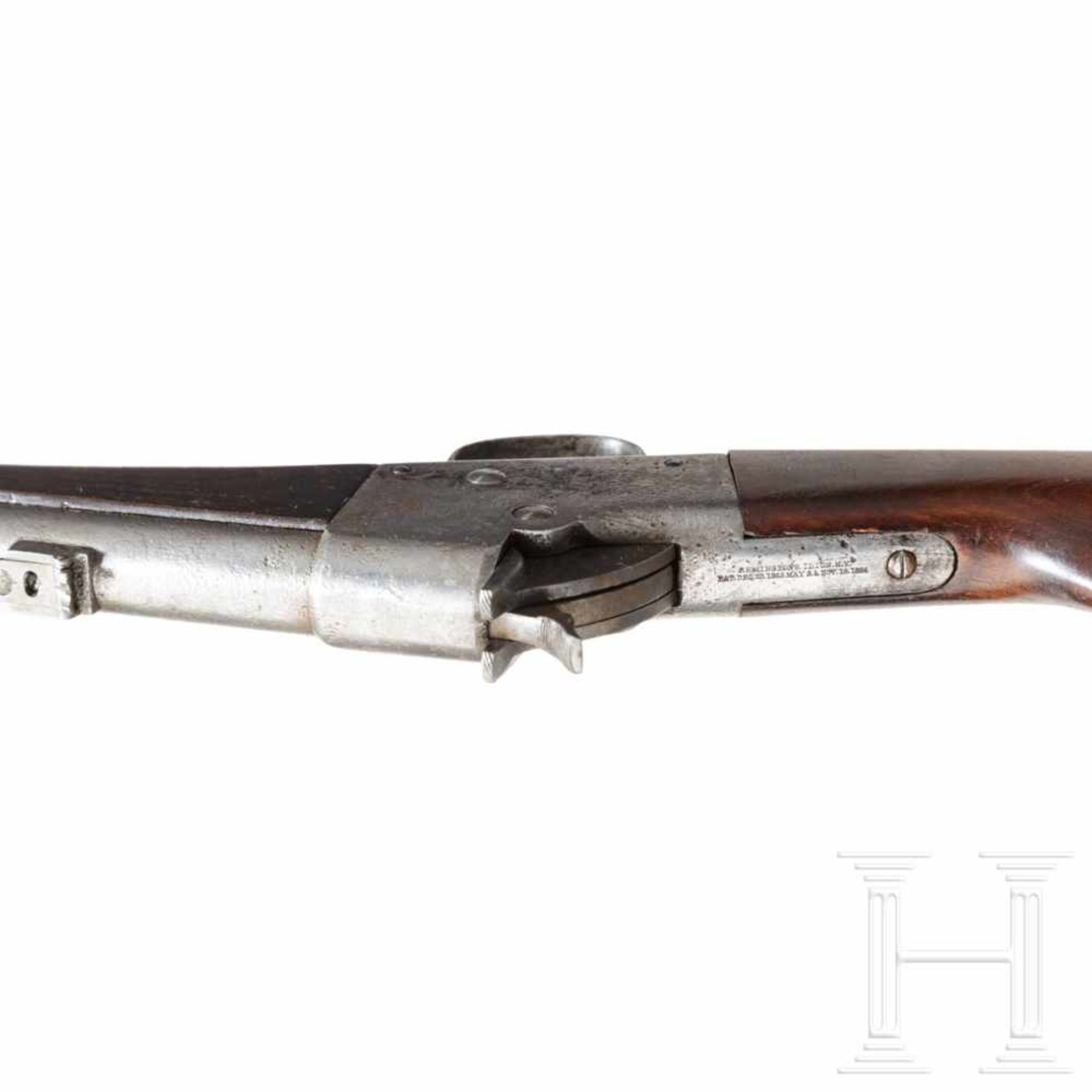 Remington Split Breech CarbineKal. .46, ohne Nr. Lauf partiell rau, Länge 20". Standvisier mit einer - Bild 3 aus 3