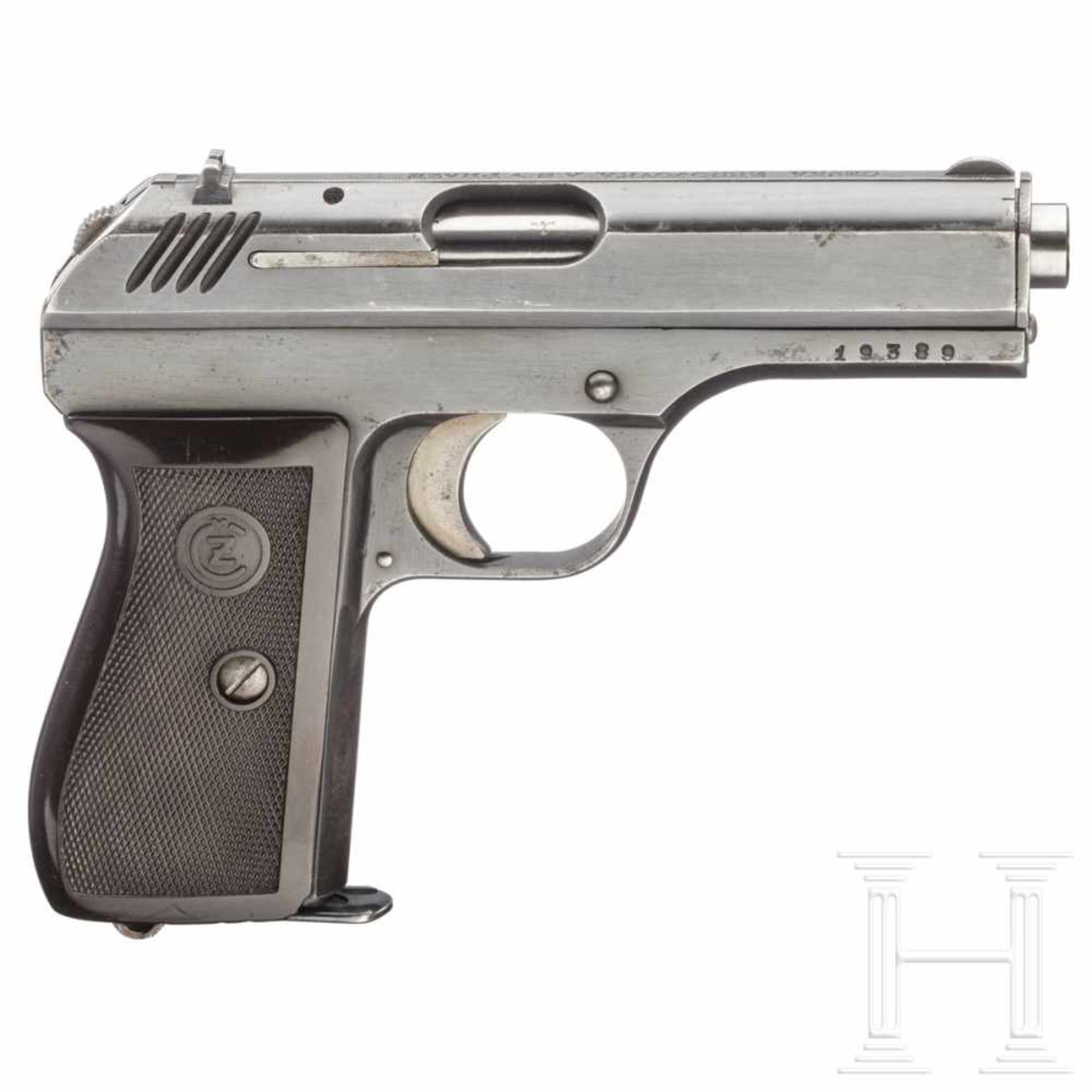 CZ Mod. 24/27, ÜbergangsmodellKal. 7,65 mm Brown., Nr. 19389, Nummerngleich. Blanker Lauf. - Bild 2 aus 2