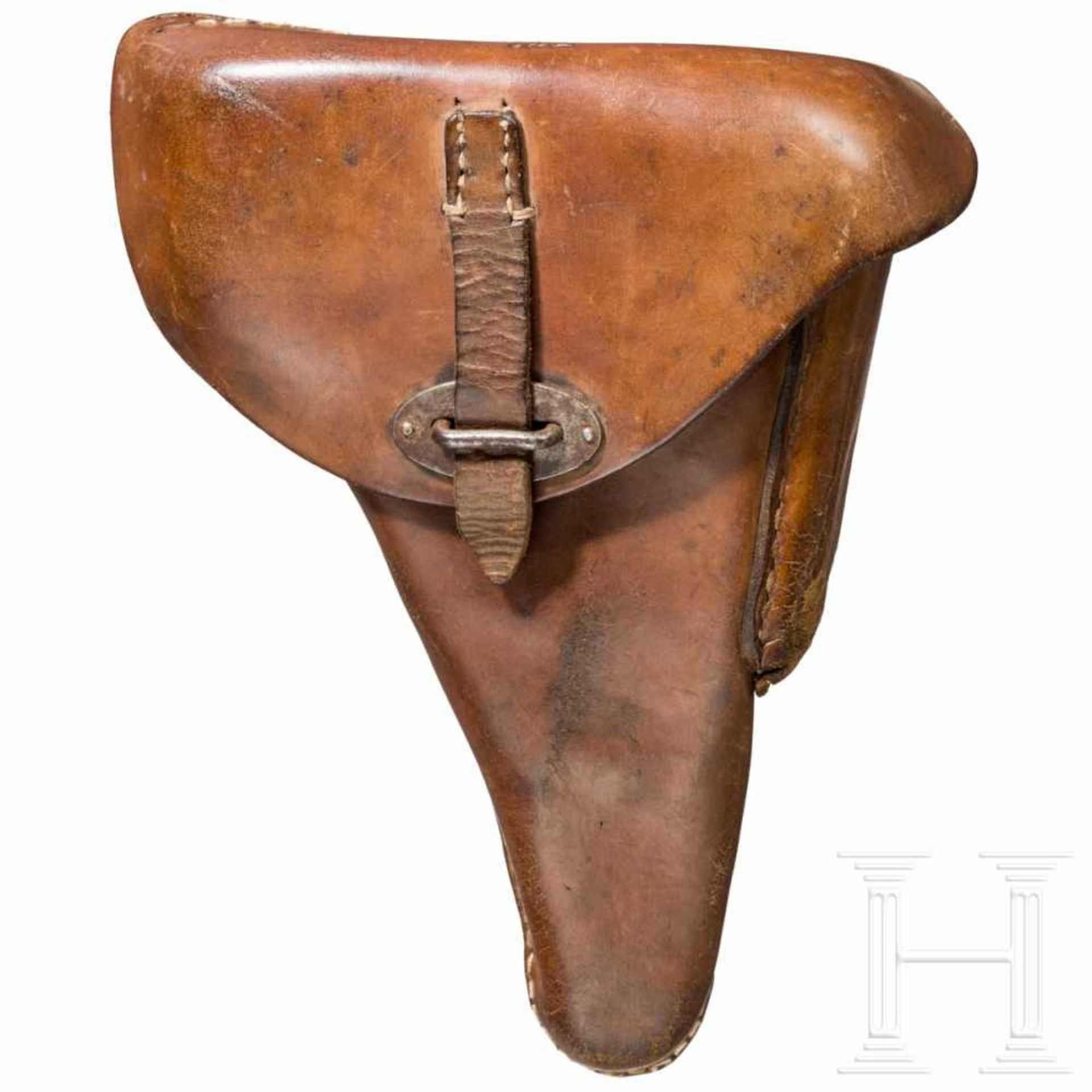 Tasche zur P 38 - 2. WeltkriegHellbraunes Leder. Rückseite gestempelt "P.38 - 1944 - 2" und