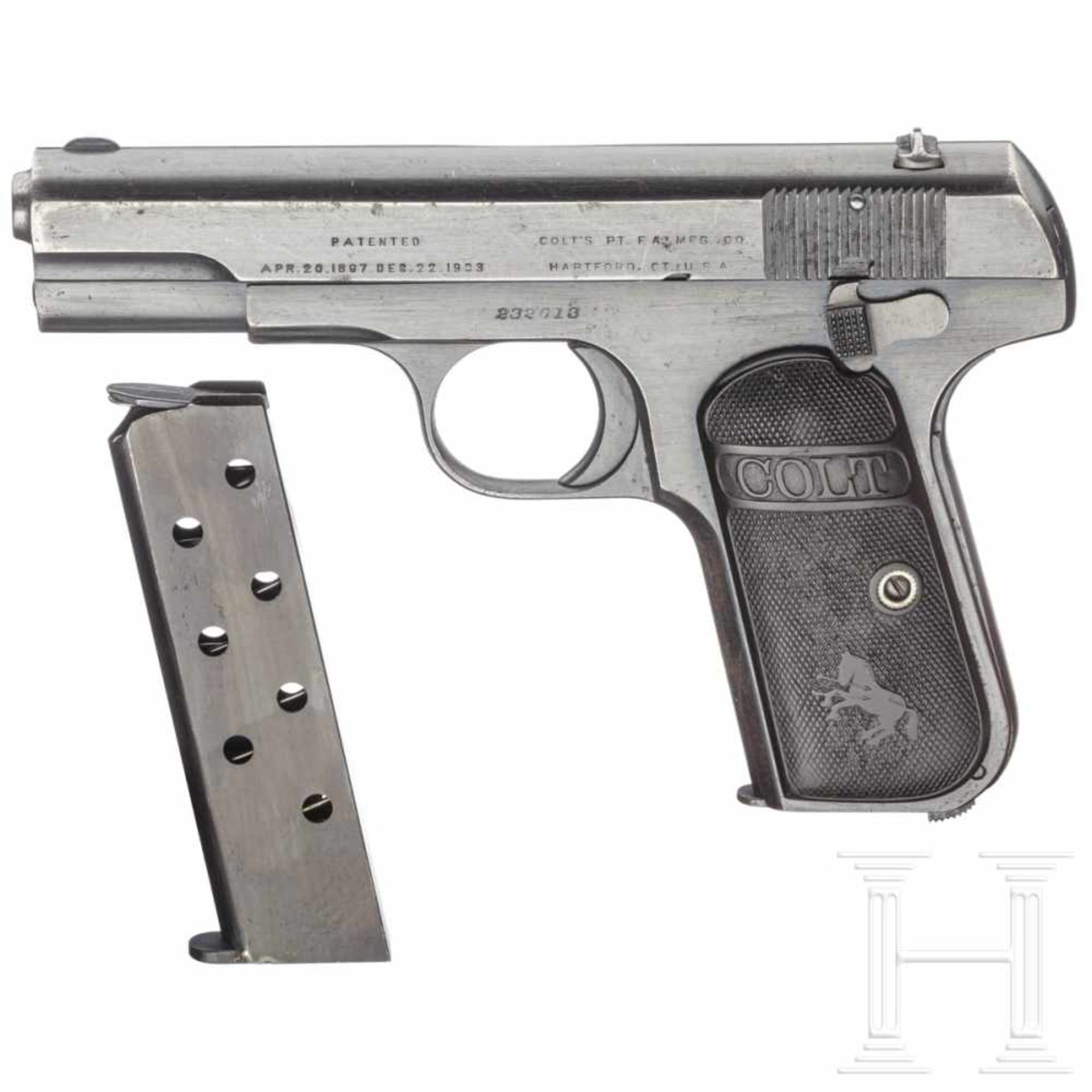 Colt Mod. 1903 Hammerless .32 PocketKal. .32 ACP, Nr. 232013, Lauf schwach matt, Länge 3-3/4".