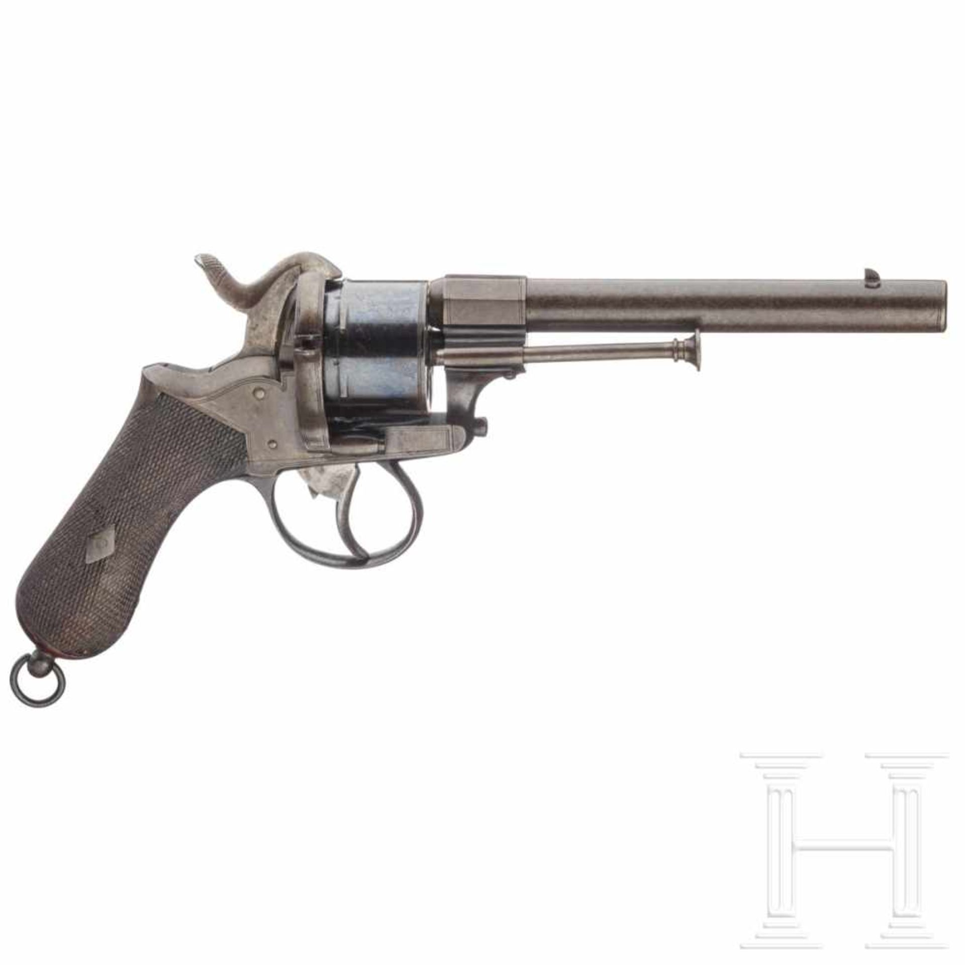 Großbritannien - Lefaucheuxrevolver, um 1860Kal. 12 mm Lefaucheux, Nr. ohne Nummer, Sechsschüssig,