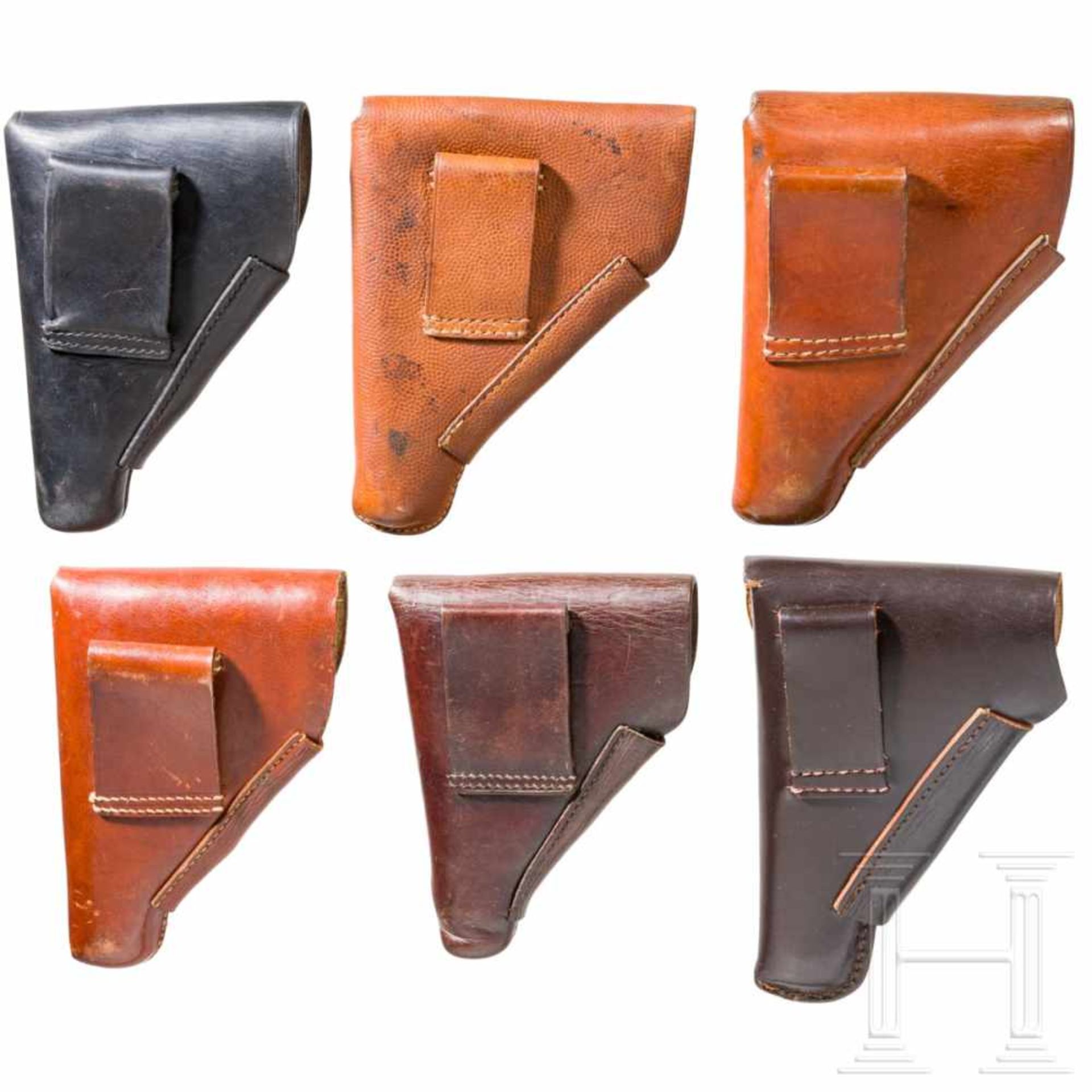 Six holsters for Walther PPK / PPVier Taschen zur PPK aus braunem Rindsleder, davon zwei - Bild 2 aus 5