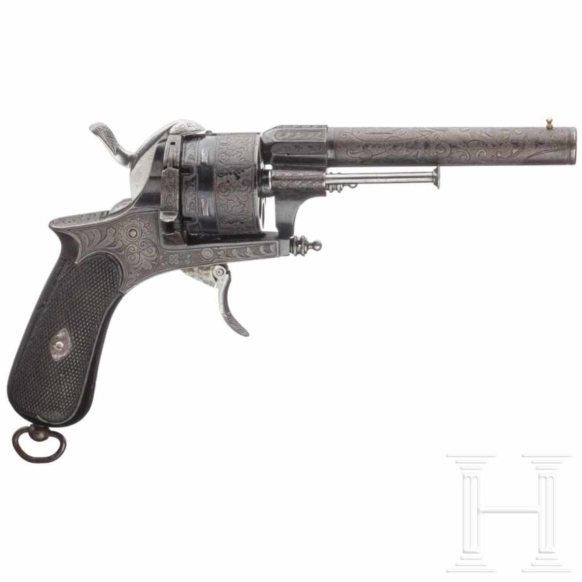 Spanien - Lefaucheuxrevolver, um 1860Kal. 11 mm Lefaucheux, Nr. ohne Nummer, Sechsschüssig.