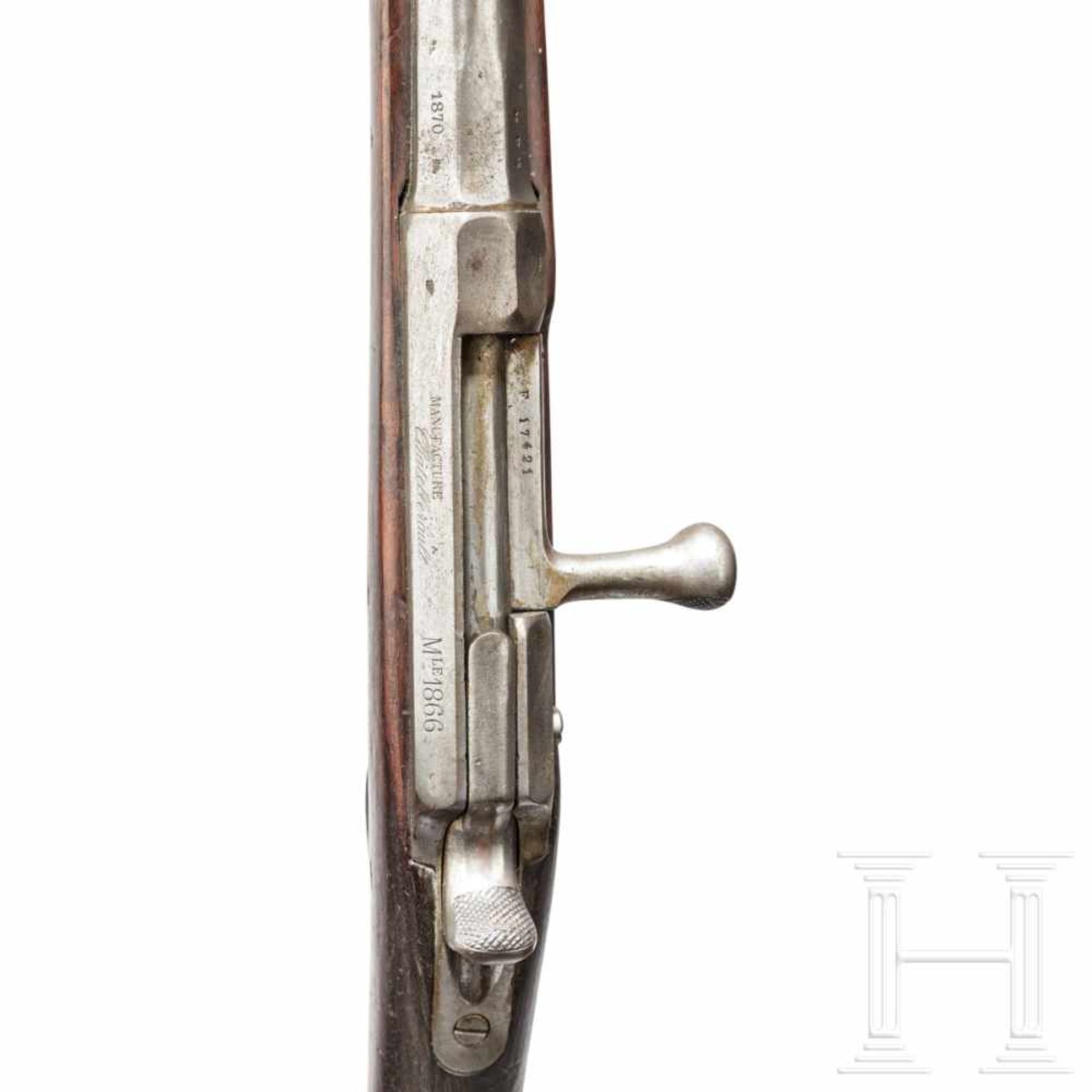 A Chatellerault M 1866 needle-fire rifleVerschluss nicht nummerngleich. Vierfach gezogener, - Bild 3 aus 3