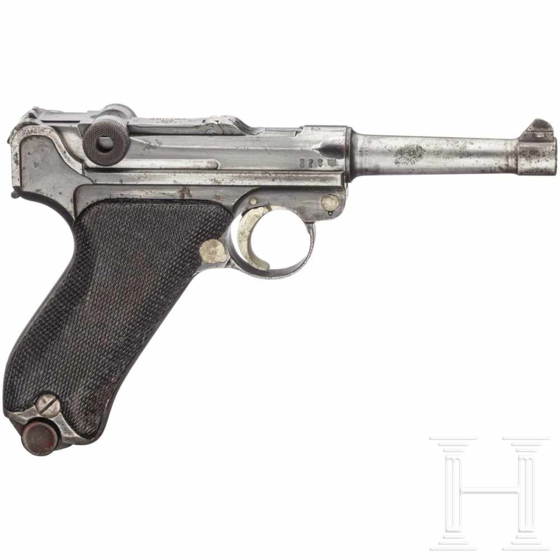 Pistole 08, Erfurt 1912, ohne KammerfangKal. 9mm Luger, Nr. 4355, Nicht nummerngleich. Deutscher - Bild 2 aus 3