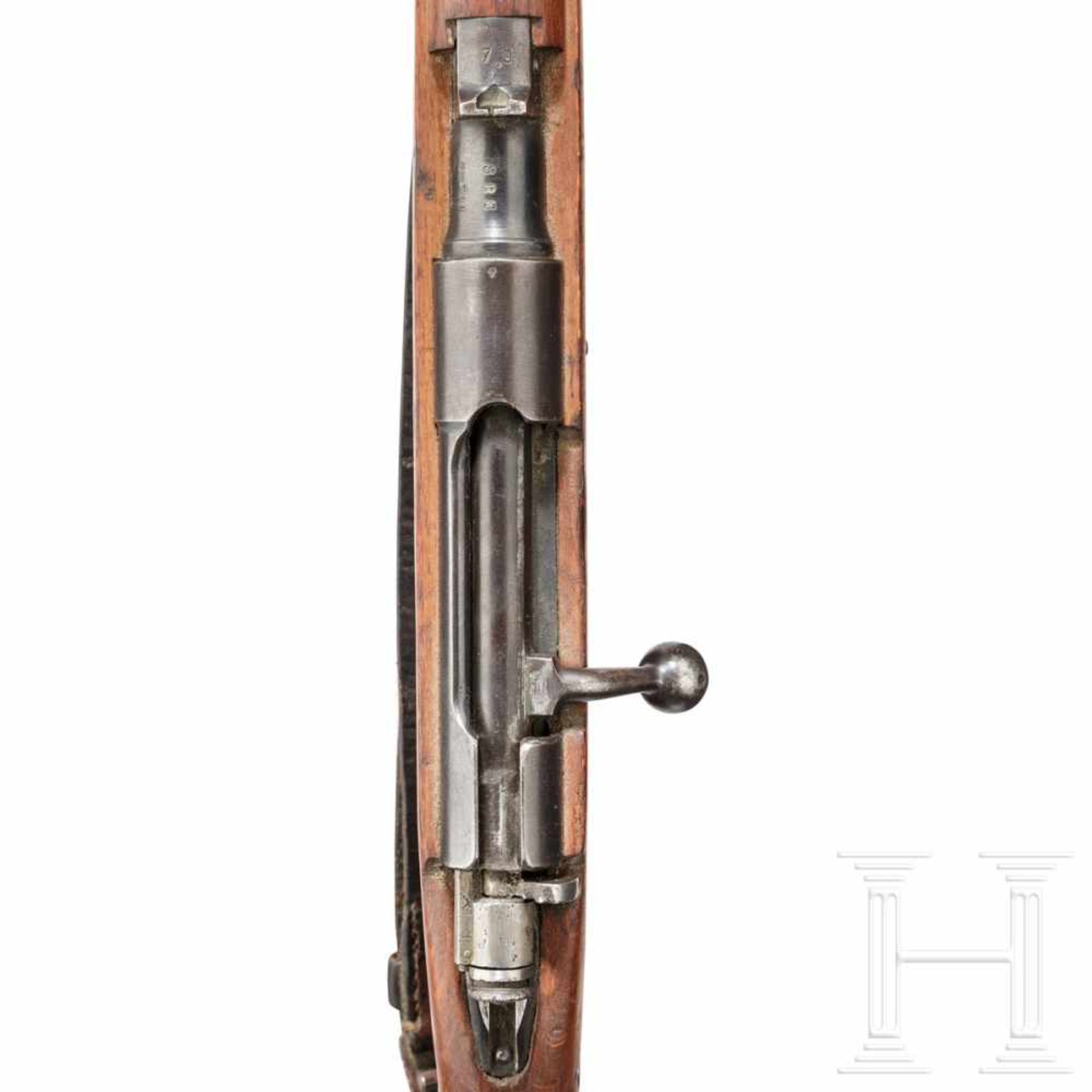 Kurzkarabiner Carcano Mod. 1938 TSKal. 8x57 IS, Nr. 888. Blanker Lauf. Sechsschüssig. Dt. - Bild 3 aus 3