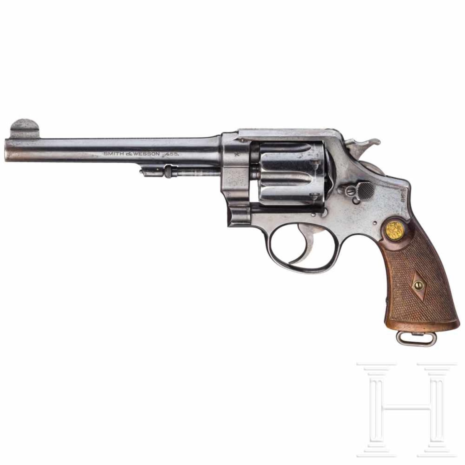 Smith & Wesson .455 Mark II Hand Ejector 2nd ModelKal. .455, Nr. 57792. Nummerngleich. Blanker Lauf,