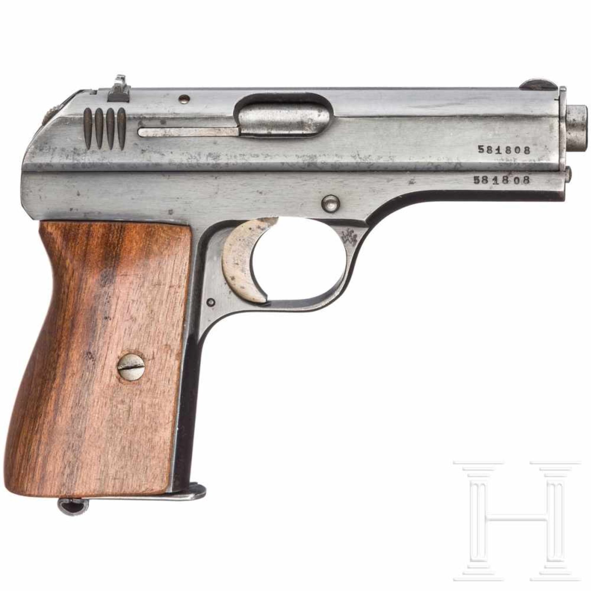 CZ Mod. 27Kal. 7,65 mm Brown., Nr. 581808, nummerngleich. Blanker Lauf. Beschuss 1949. - Bild 2 aus 2