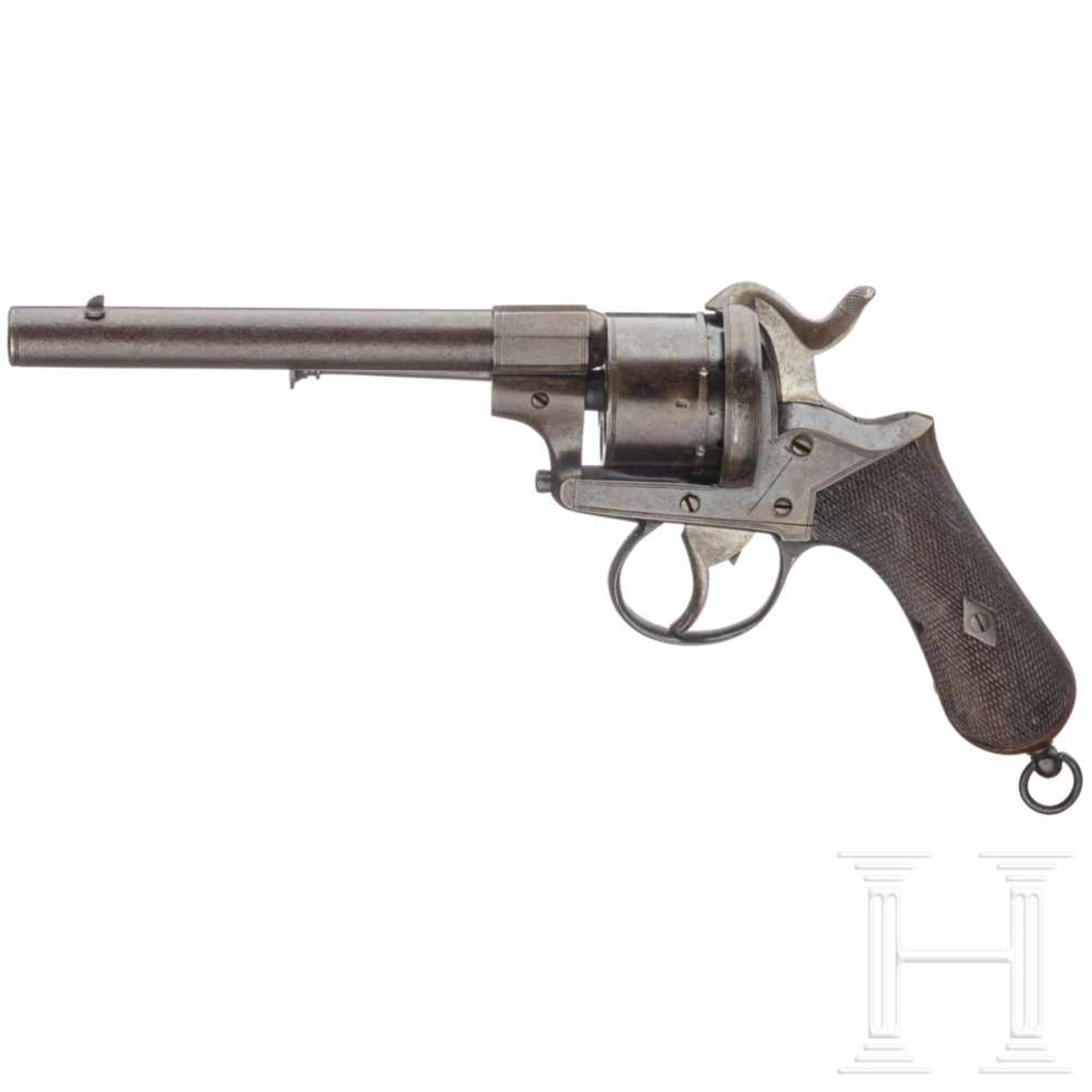 Großbritannien - Lefaucheuxrevolver, um 1860Kal. 12 mm Lefaucheux, Nr. ohne Nummer, Sechsschüssig, - Bild 2 aus 2