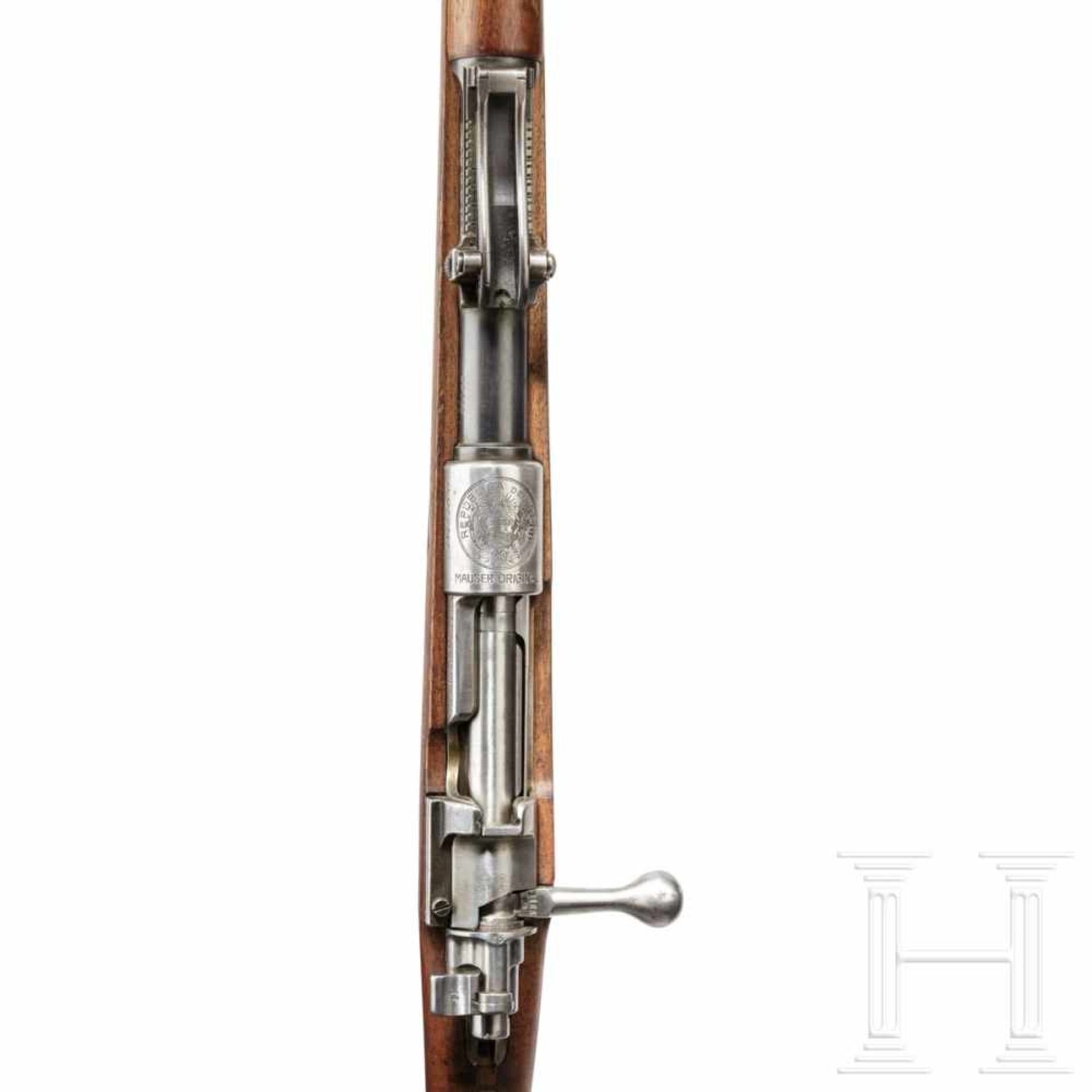 Peru - Gewehr Mauser Mod. 1909Kal. 7,65x53, Nr. 22165, nummerngleich. Blanker Lauf. Fünfschüssig. - Bild 3 aus 3