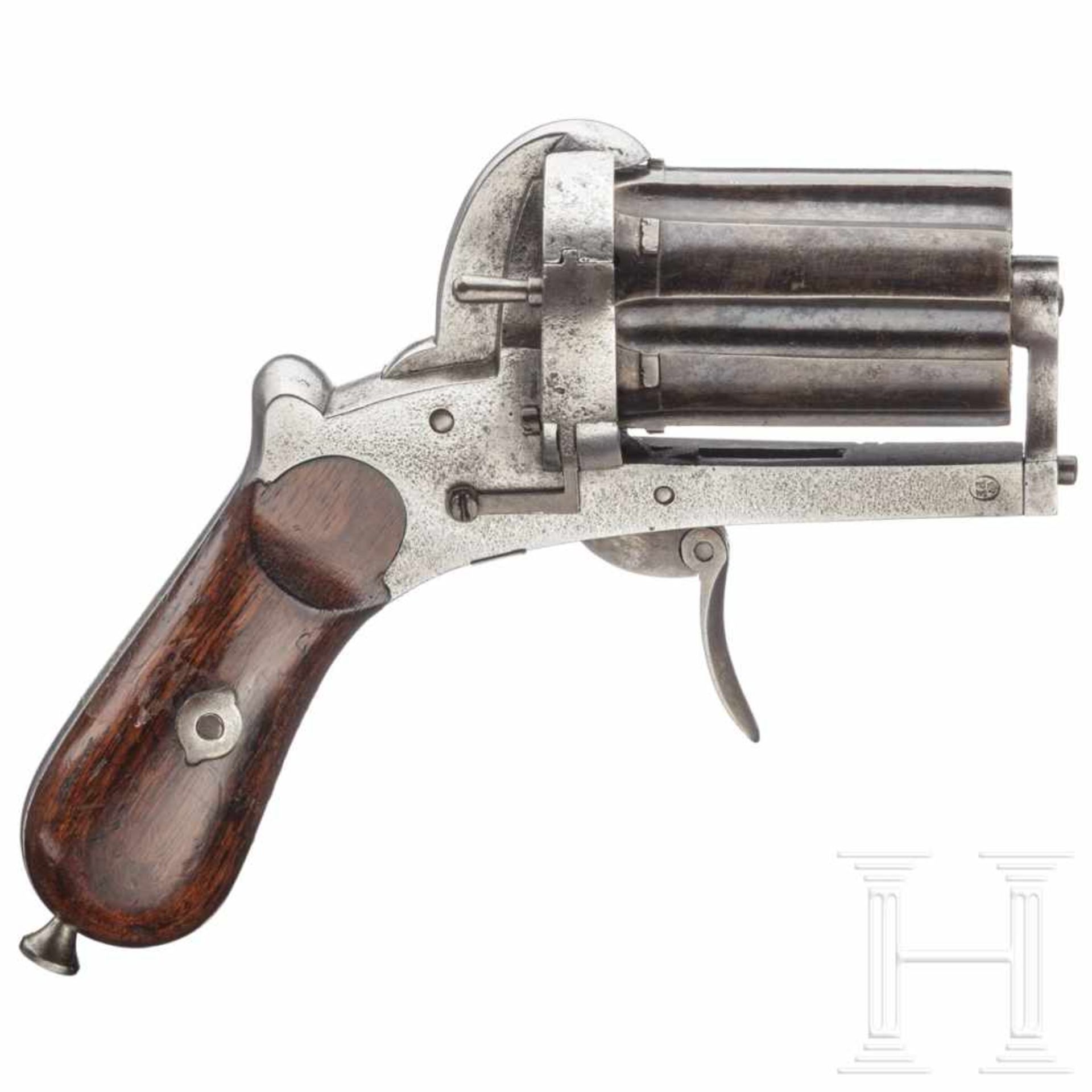 Belgien - Lefaucheux-Bündelrevolver, um 1860Kal. 7 mm Lefaucheux, ohne Nr. Sechsschüssiger großer