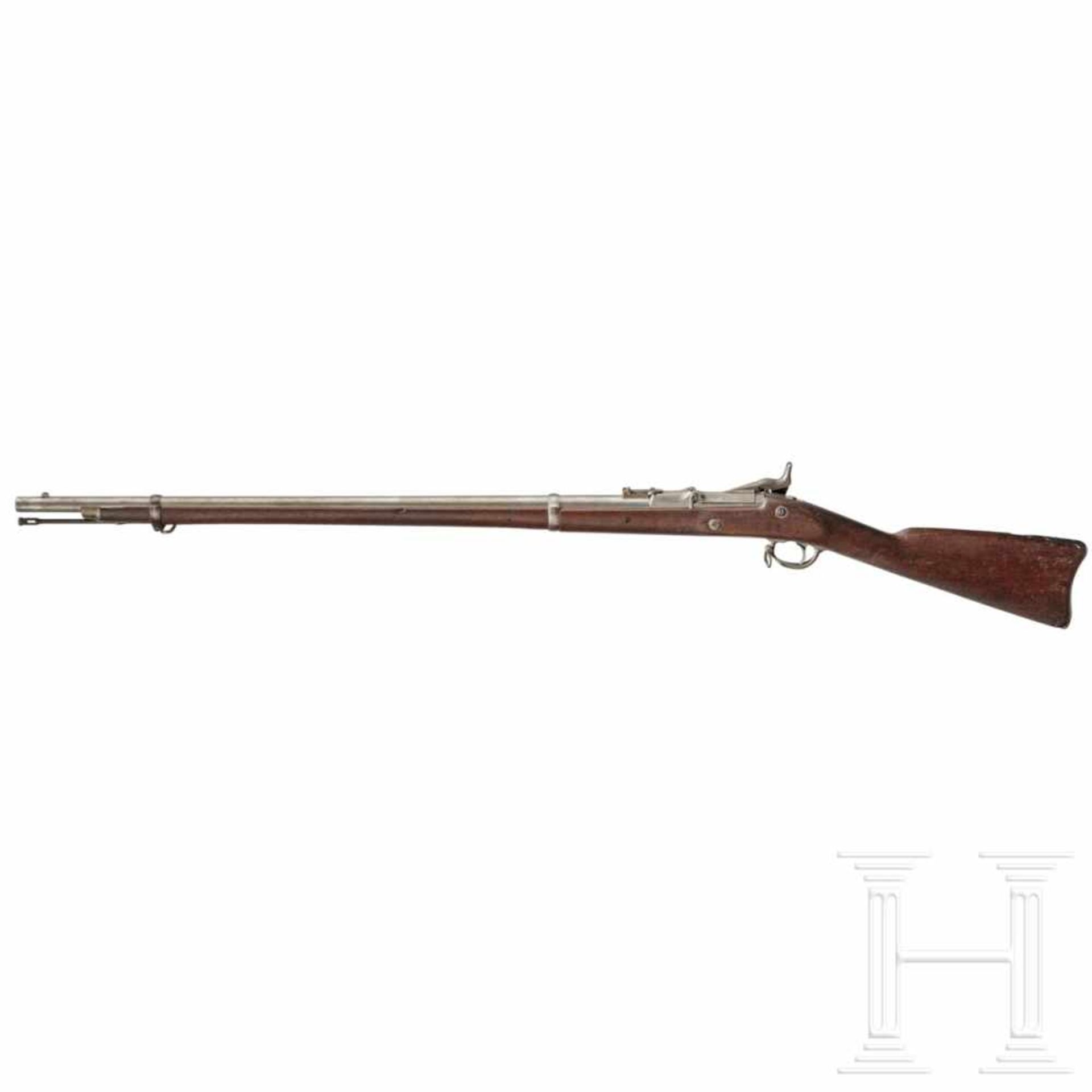 Springfield M 1870 U.S. Trapdoor RifleKal. .50CF, ohne Nr. Gezogener, fast blanker Lauf, Länge 32, - Bild 2 aus 3