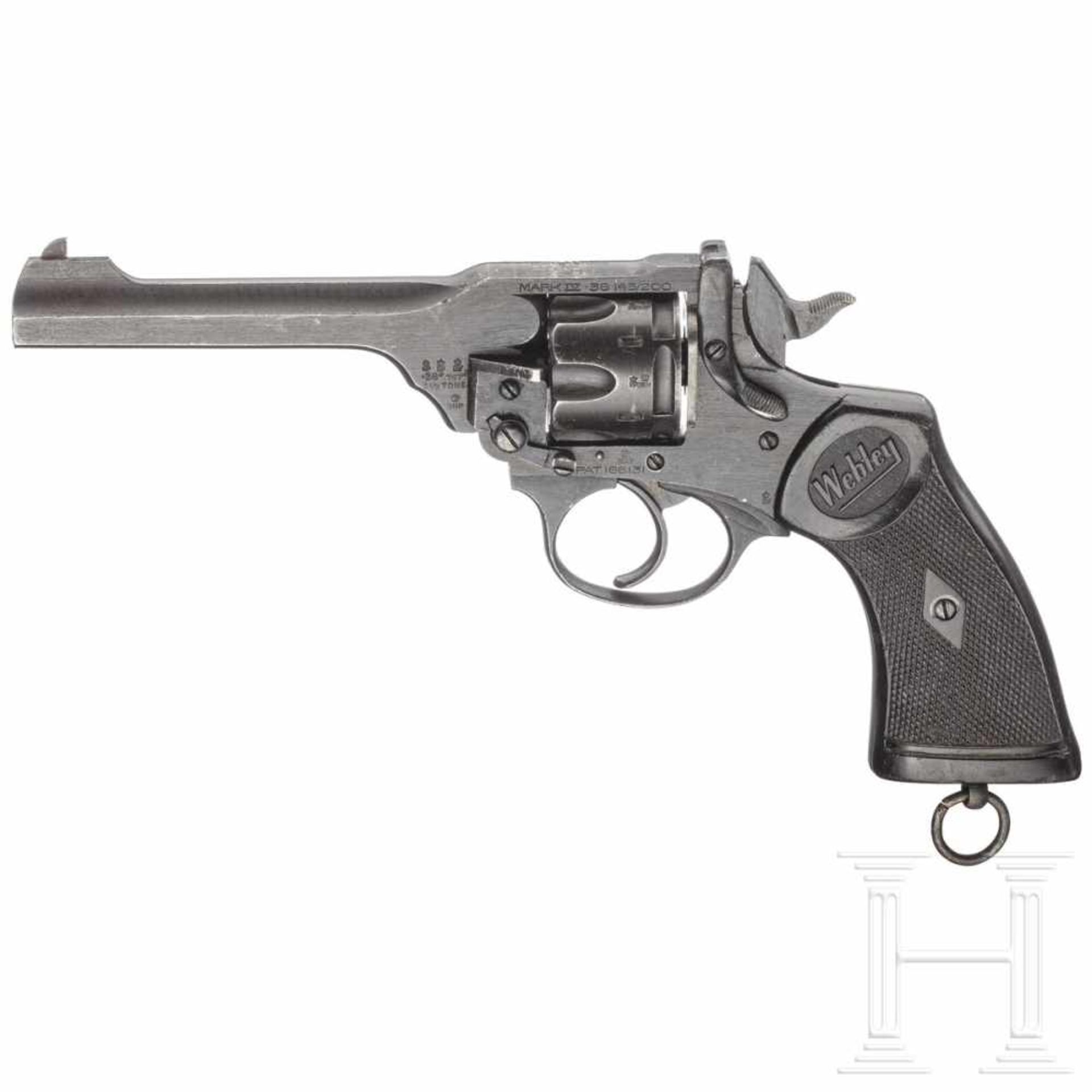 Webley Mark IVKal. .380 British, Nr. 61395, nummerngleich. Blanker Kipplauf, Länge 5".