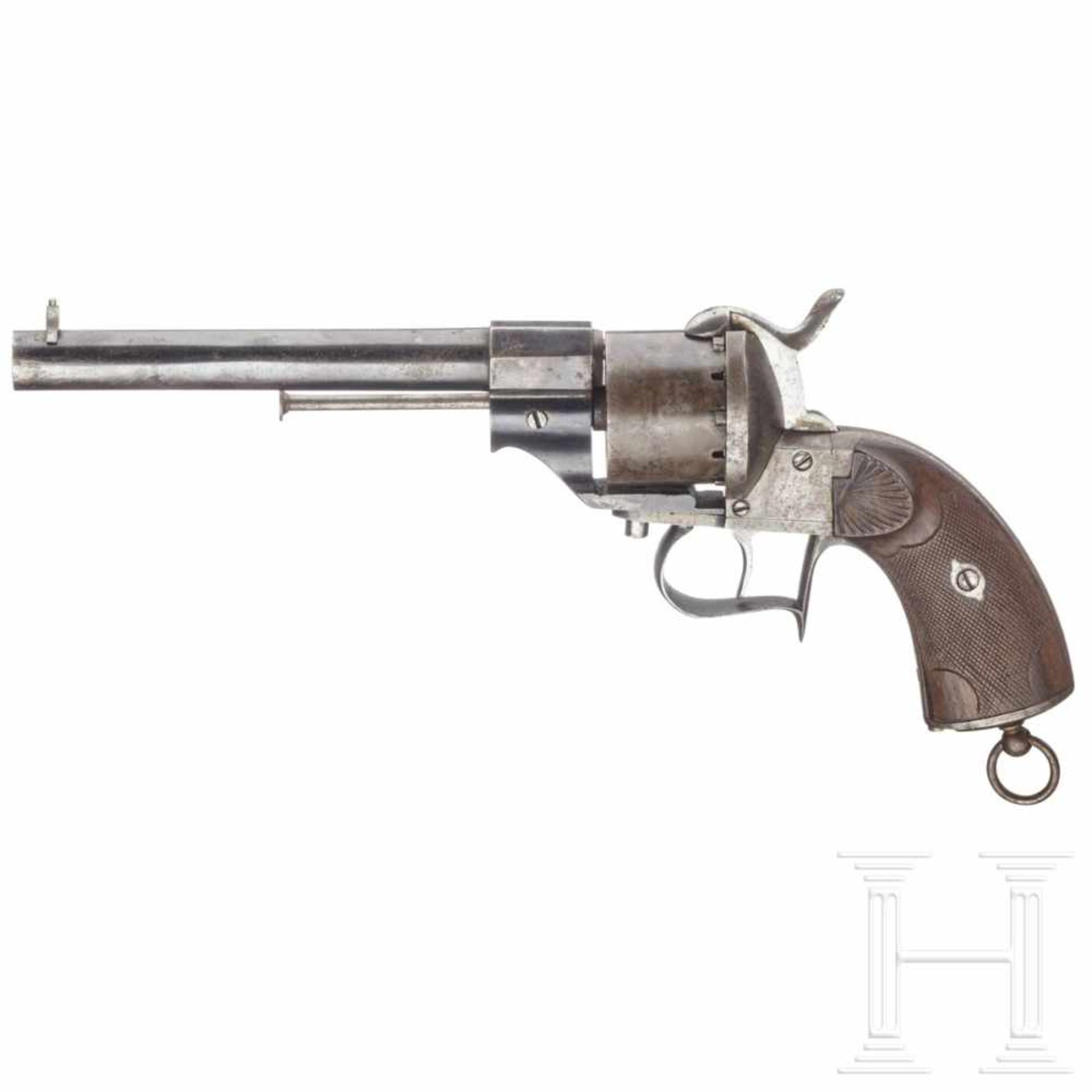 A pinfire revolver, Bascaran in Eibar, ca. 1860Kal. 9 mm Lefaucheux, Nr. 12, Gezogener, an der Basis - Bild 2 aus 2