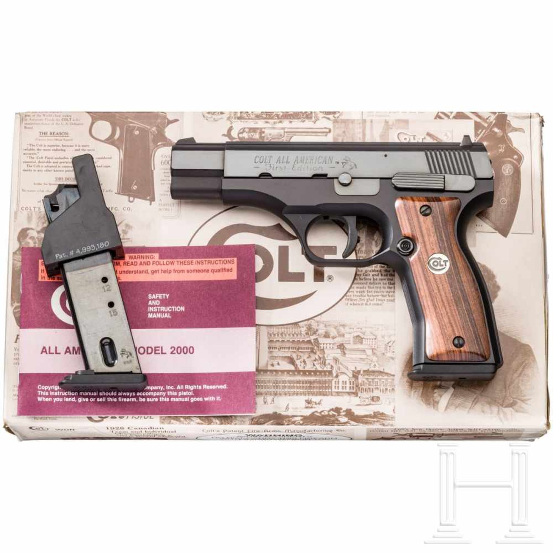 Colt All American, First Edition, Mod. 2000, im KofferKal. 9 mm Luger, Nr. RK00903, Blanker Lauf,
