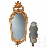 Two German Rococo mirror appliques, circa 1760/80Large, finely carved and gilded wood. Old mirror