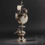 An unusual Flemish nautilus trophy with a hippocamp, 2nd half of the 19th centurySilver,