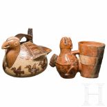 Two Peruvian ritual vessels, Nazca and Huari, 1st - 8th and 8th - 12th century A.D.A Nasca vessel in