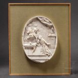 An exquisite Italian marble relief with a depiction of a saint, late 17th centuryOval, delicately
